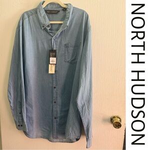 NEW NWT North Hudson Luxury Cotton Denim Button Down Sportshirt -XXL-